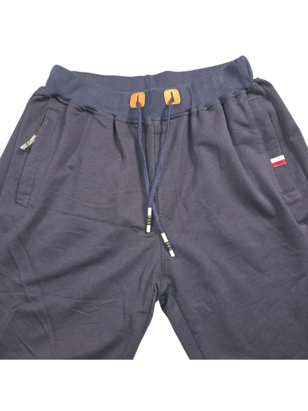 Men's Navy Short Drawstring with Zipper Pockets - Picture 2 of 4